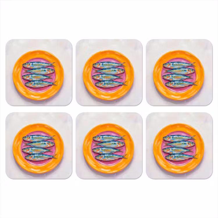 Vis - Vier - Eten - Modern - Kleurrijk onderzetter kurk middel -3d