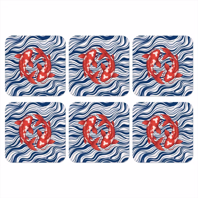 Vis - Water - Natuur - Illustratie - Rood onderzetter kurk middel -3d