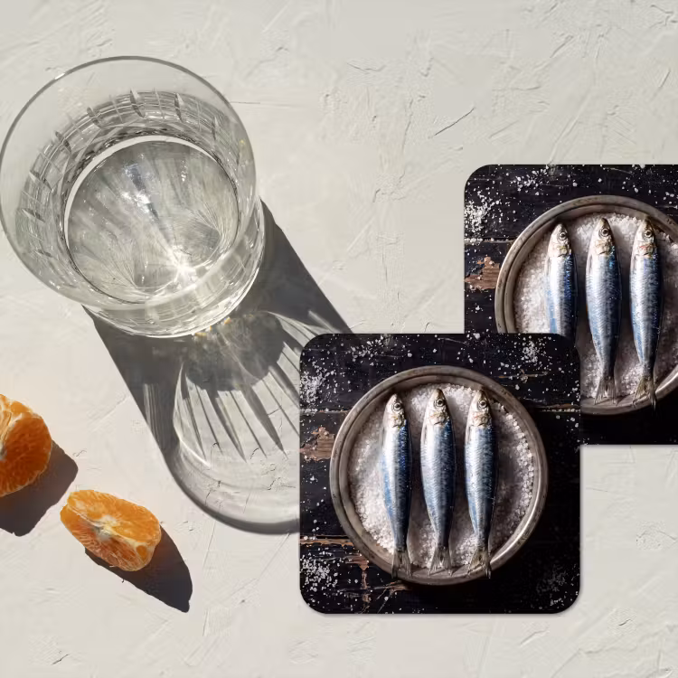 Onderzetter - Vis - Zout - Eten - Vis - Zout - Eten onderzetter kurk middel