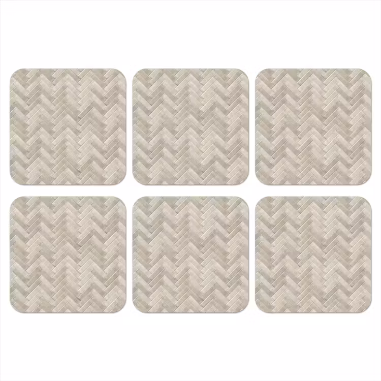 Visgraat - Wandtegel - Beige onderzetter kurk middel 366 -3d