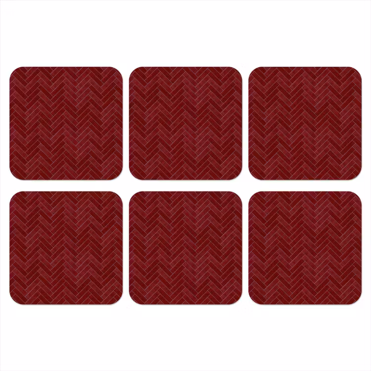 Visgraat - Wandtegel - Bordeaux - Rood onderzetter kurk middel 366 -3d