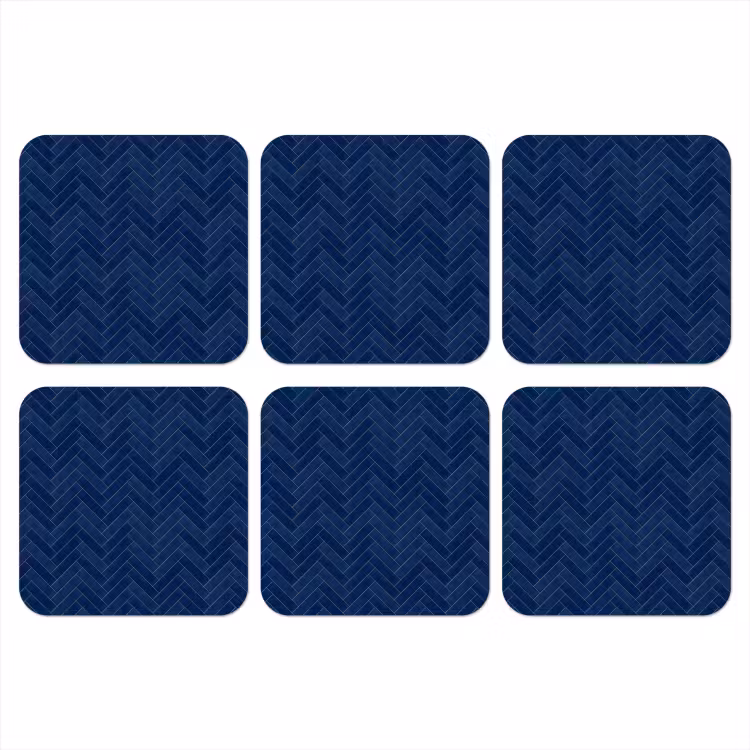 Visgraat - Wandtegel - Donkerblauw - Navy Blue onderzetter kurk middel 366 -3d
