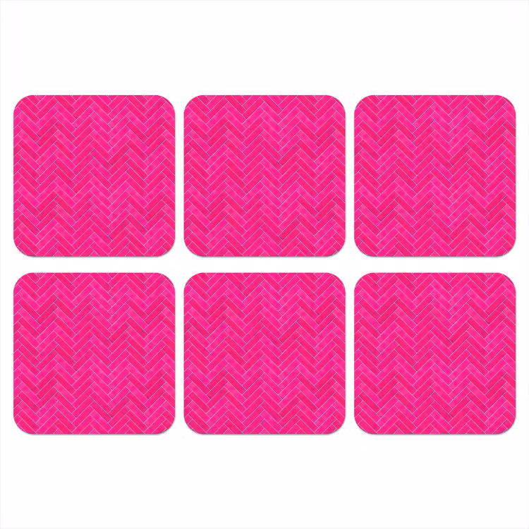Visgraat - Wandtegel - Fuchsia - Roze onderzetter kurk middel 366 -3d