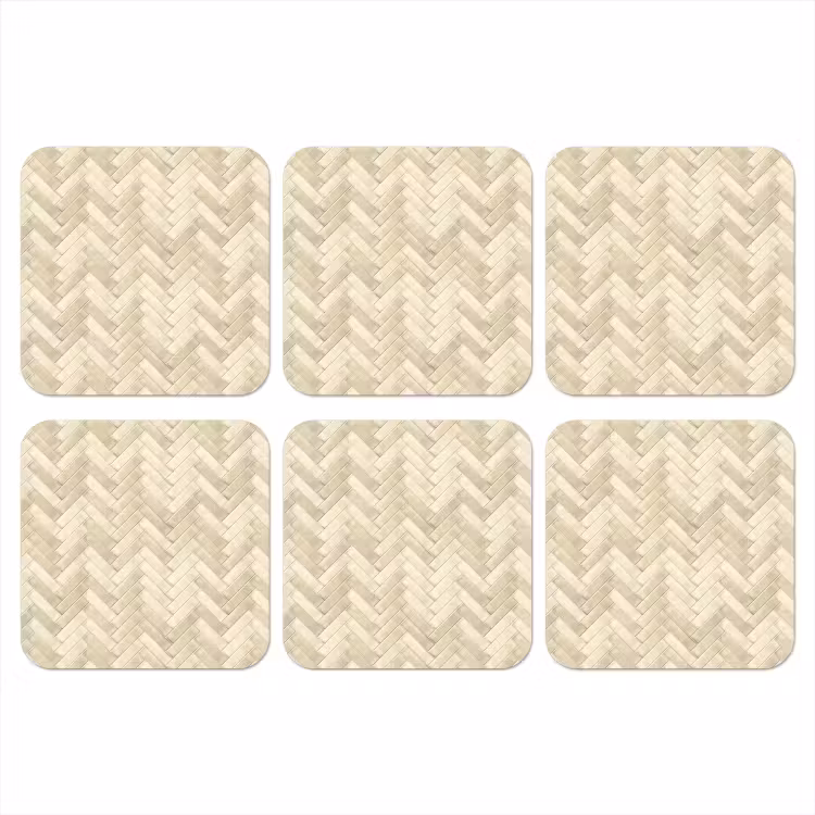 Visgraat - Wandtegel - Licht Beige onderzetter kurk middel 366 -3d