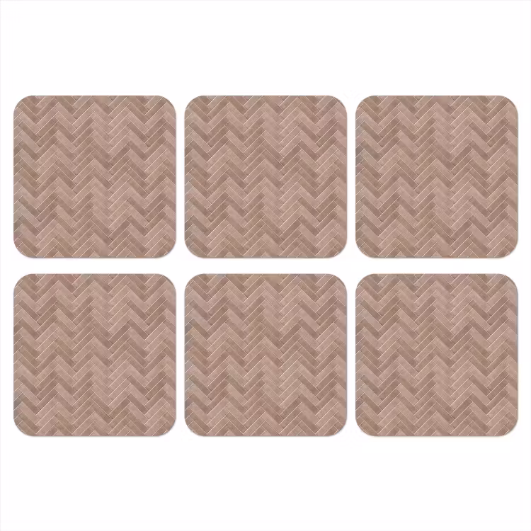 Visgraat - Wandtegel - Oudroze - Terracotta onderzetter kurk middel 366 -3d