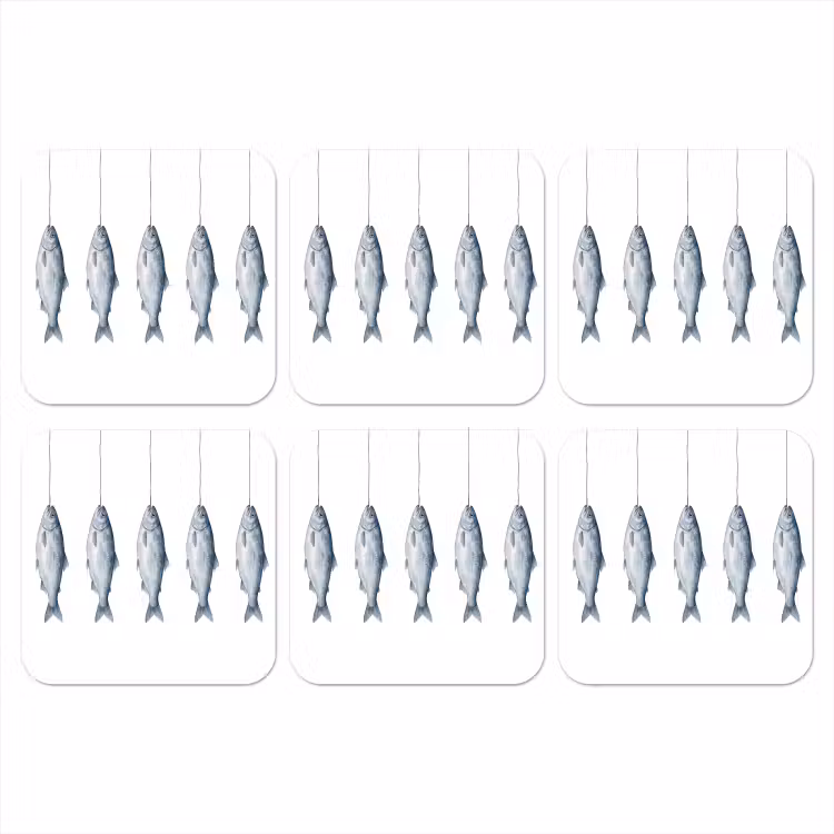Vissen - Illustratie - Delfts - Blauw onderzetter kurk middel -3d