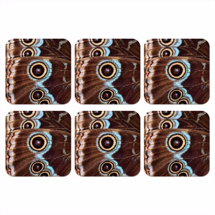 Vleugels - Vlinder - Blauw onderzetter kurk middel -3d