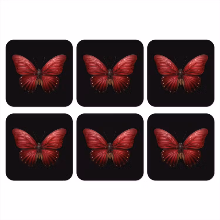 Vlinder - Rood - Minimalistisch onderzetter kurk middel -3d