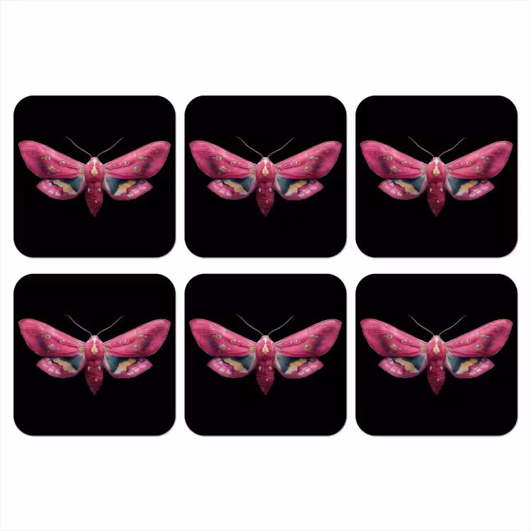 Vlinder - Roze - Nachtvlinder onderzetter kurk middel -3d