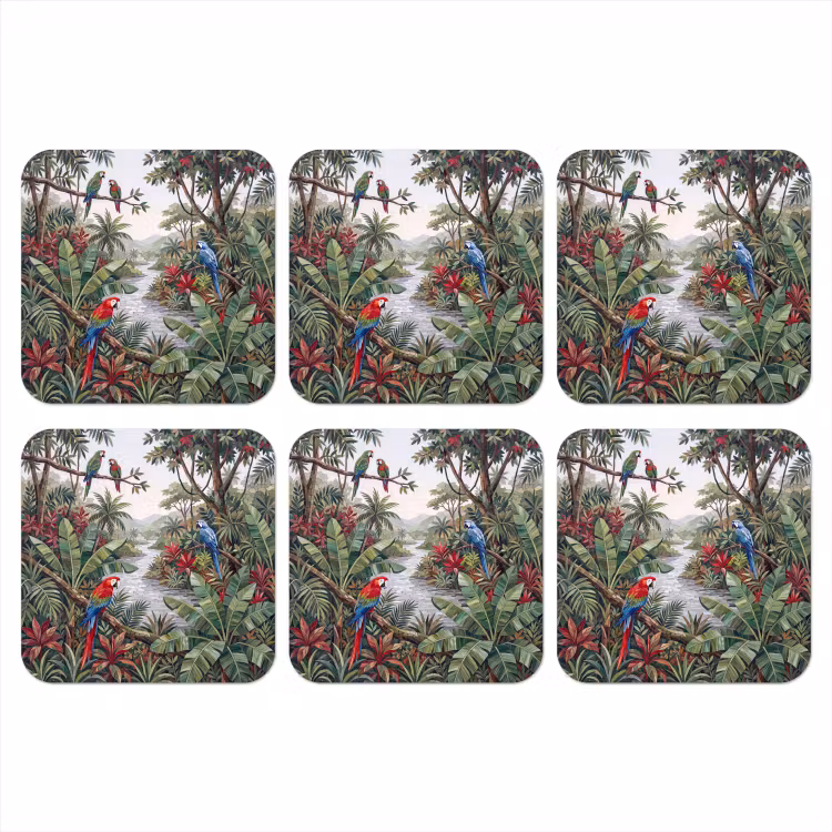 Vogel - Jungle - Natuur - Mozaïek - Groen onderzetter kurk middel -3d
