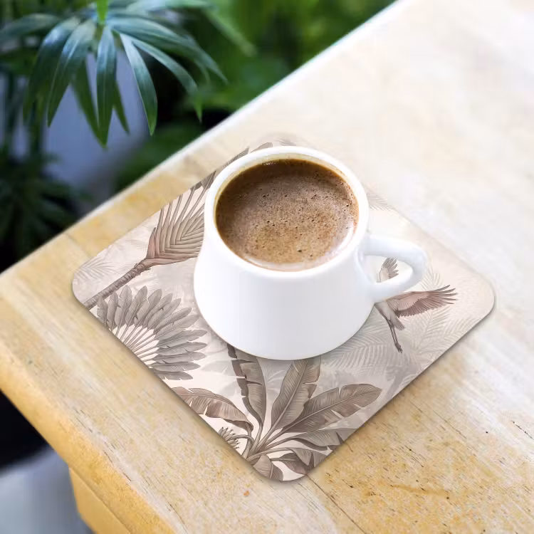 Vogel - Tropisch - Jungle - Natuur - Beige onderzetter kurk middel -sfeer5