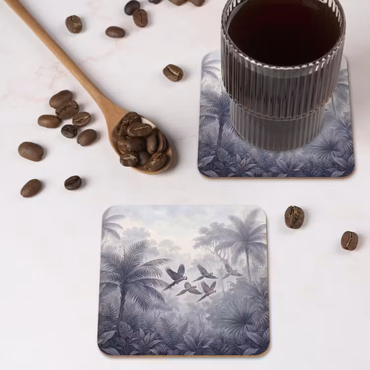 Vogel - Vliegend - Jungle - Vintage - Dieren onderzetter kurk middel -sfeer2