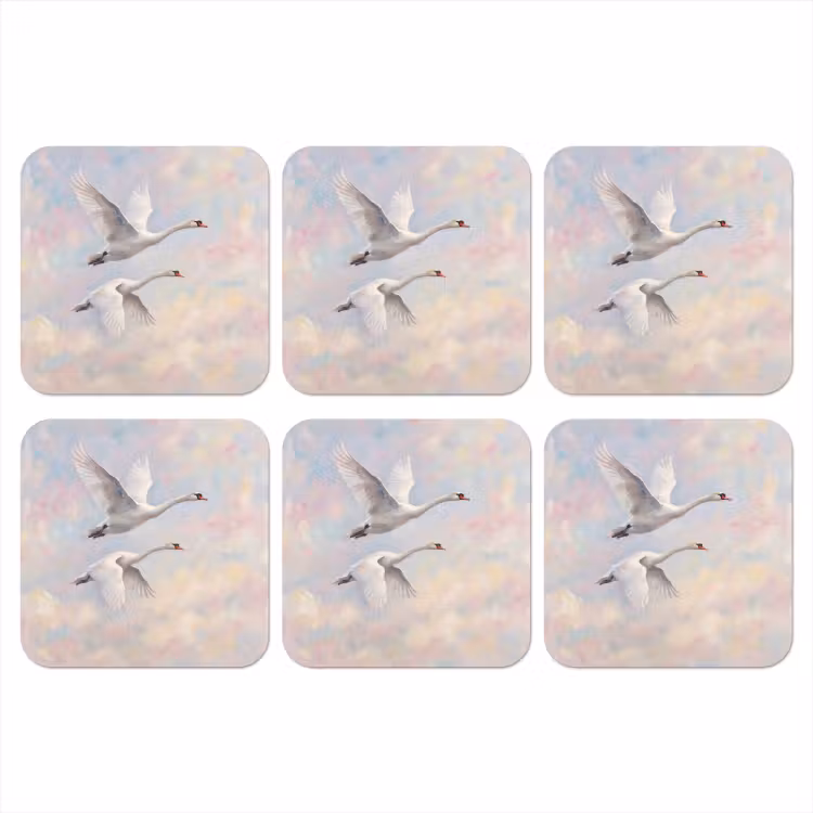 Vogel - Vliegend - Lucht - Modern - Pastel onderzetter kurk middel -3d