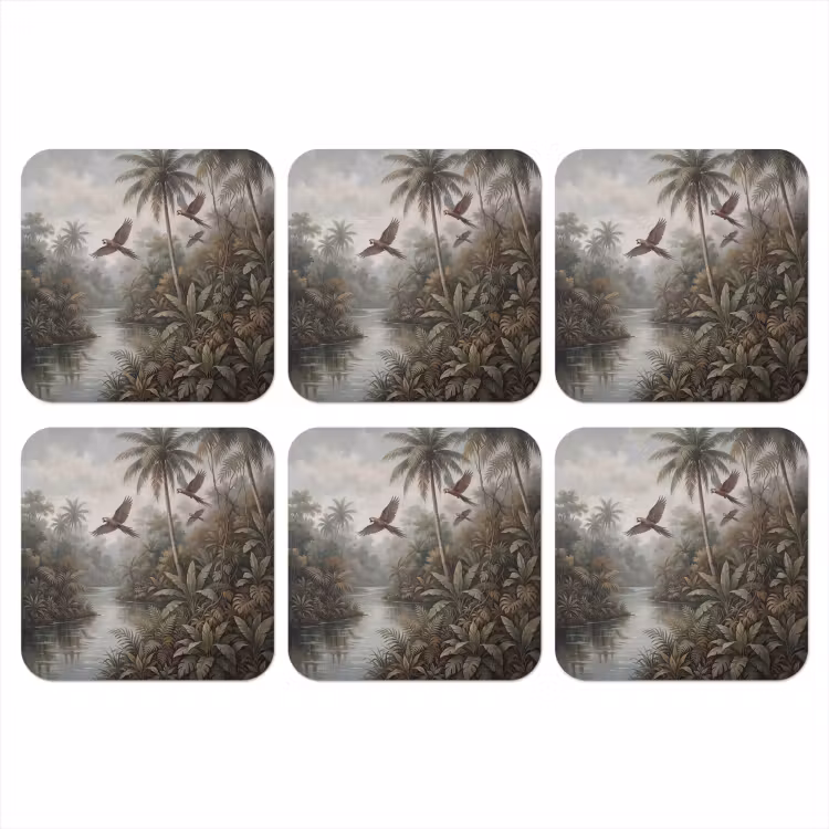 Vogel - Vliegend - Tropisch - Landschap - Klassiek onderzetter kurk middel -3d