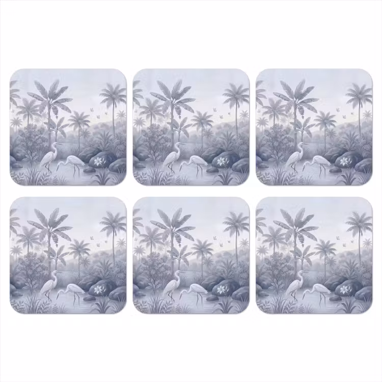 Vogel - Water - Tropisch - Natuur - Blauw onderzetter kurk middel -3d