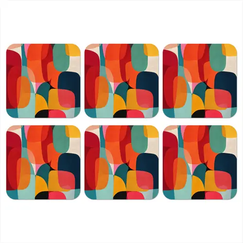 Vormen - Kleurrijk - Abstract - Vlakken onderzetter kurk middel -3d