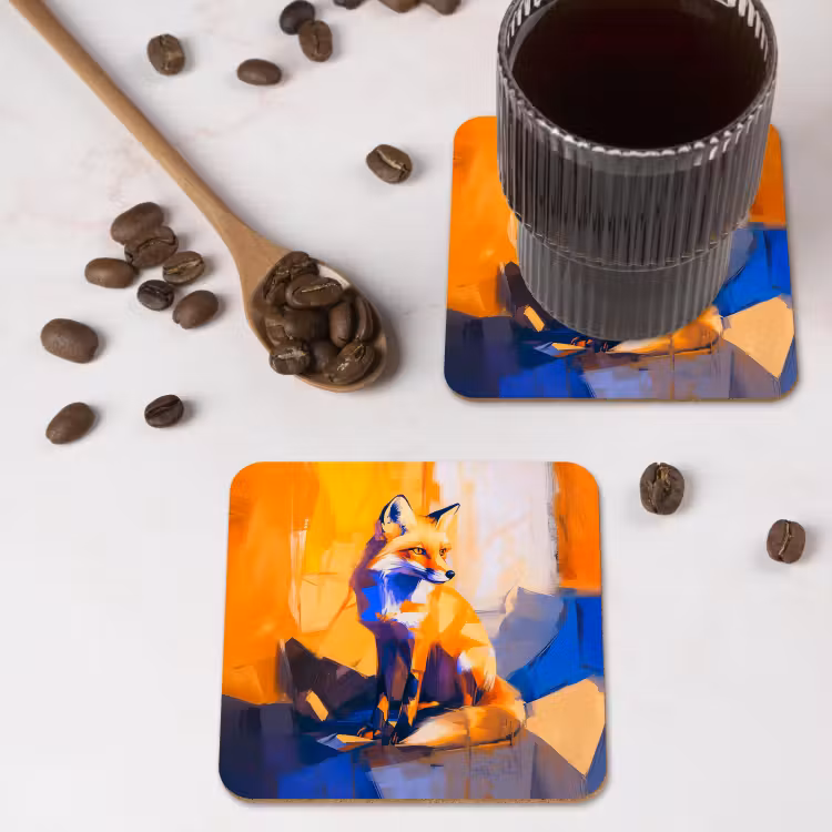 Vos - Oranje - Vormen - Abstract onderzetter kurk middel -sfeer2