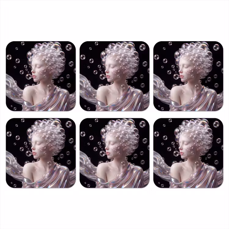 Vrouw - Bellen - Abstract - Kleurrijk onderzetter kurk middel -3d