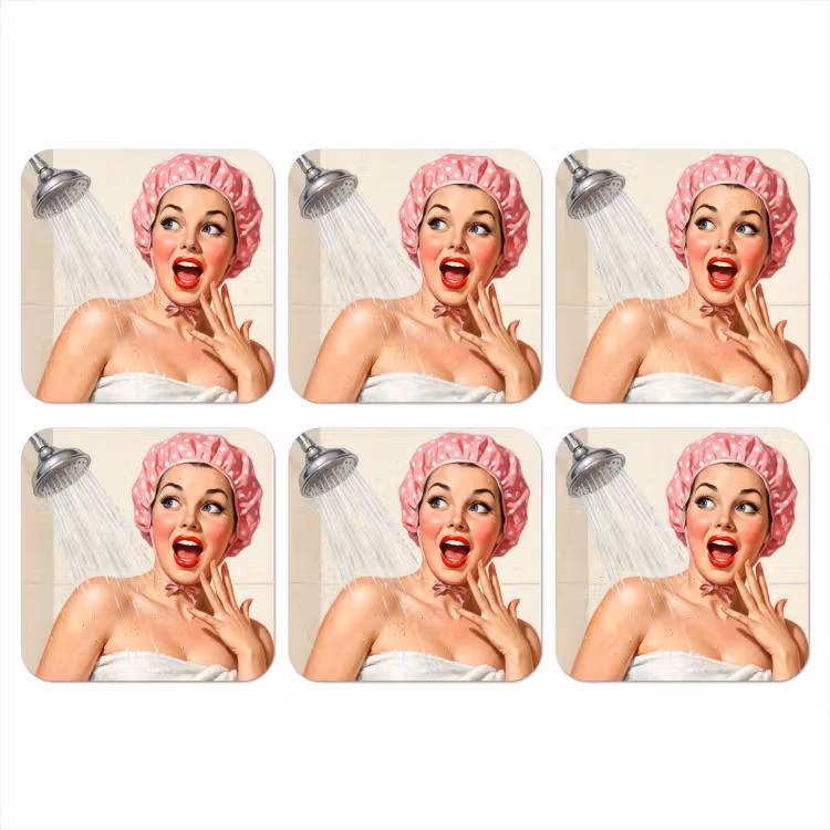 Vrouw - Douche - Roze onderzetter kurk middel -3d