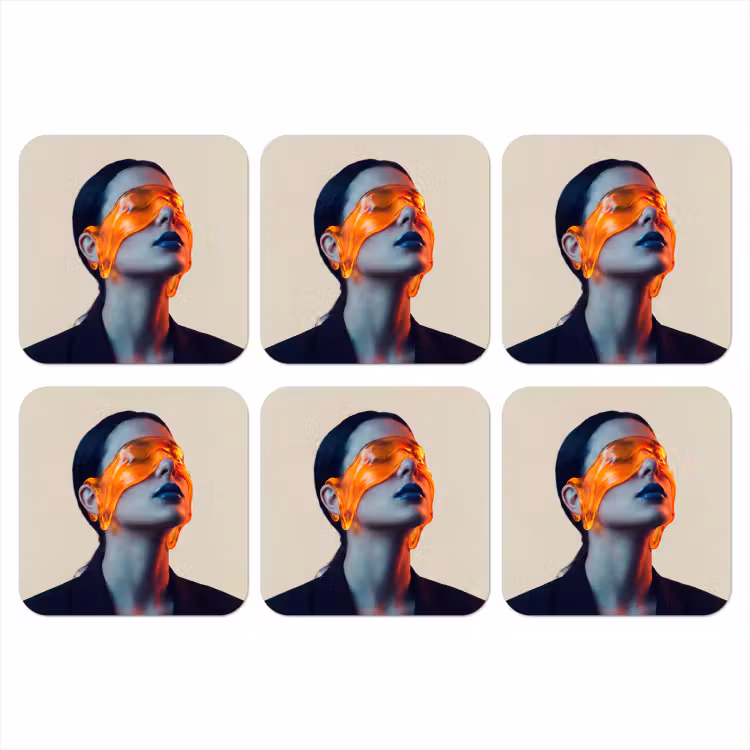 Vrouw - Oranje - Abstract - Modern - Kleurrijk onderzetter kurk middel -3d