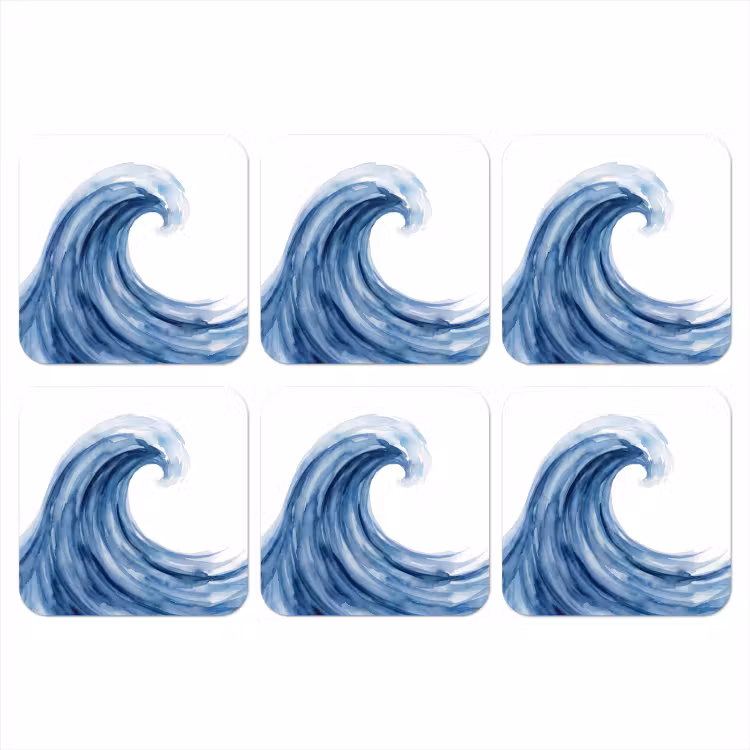 Water - Beweging - Natuur - Modern - Blauw onderzetter kurk middel -3d