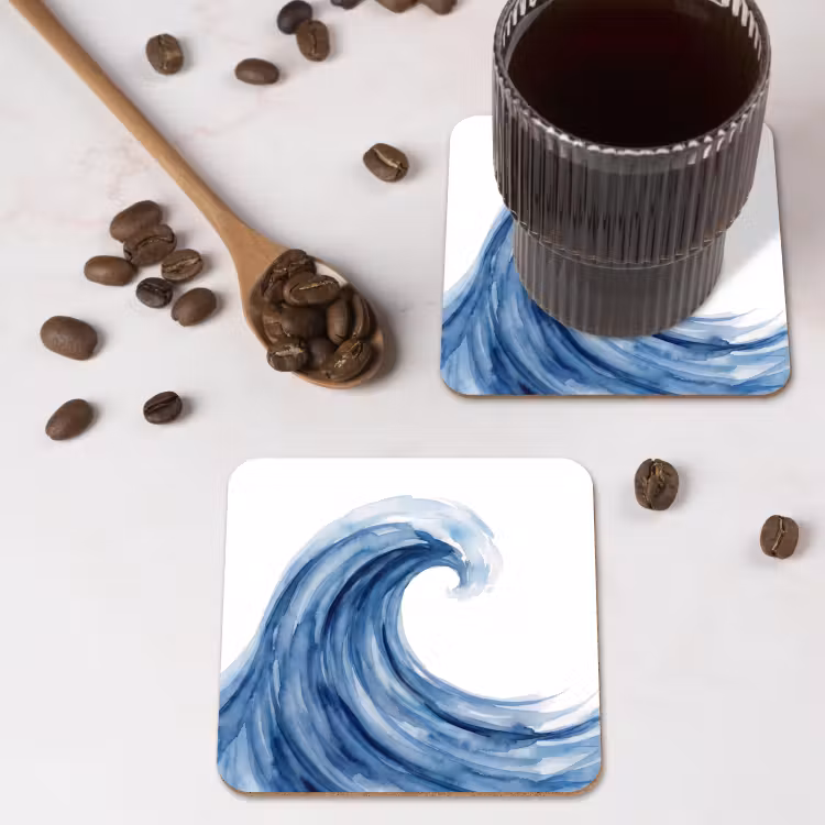 Water - Beweging - Natuur - Modern - Blauw onderzetter kurk middel -sfeer2