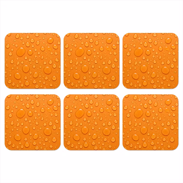 Water - Druppels - Oranje onderzetter kurk middel -3d