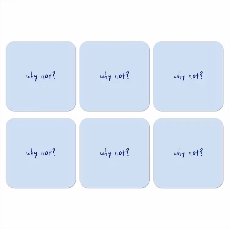 Why not - Blauw - Donker blauw - Quote onderzetter kurk middel -3d