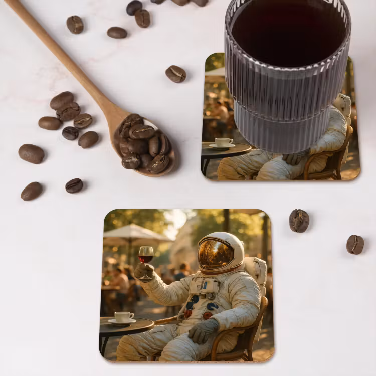 Wijn - Rood - Terras - Koffie onderzetter kurk middel -sfeer2