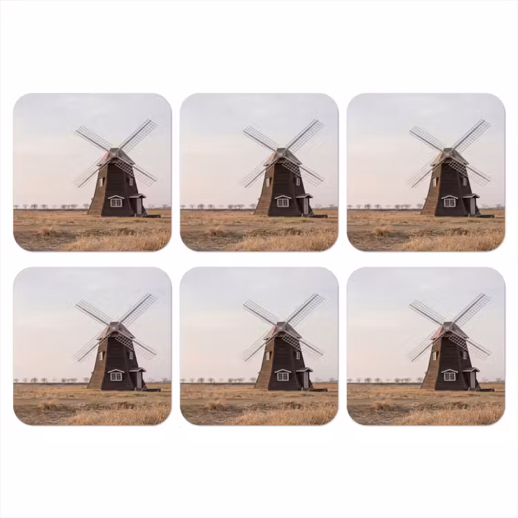 Windmolens - Landschap - Veld onderzetter kurk middel -3d