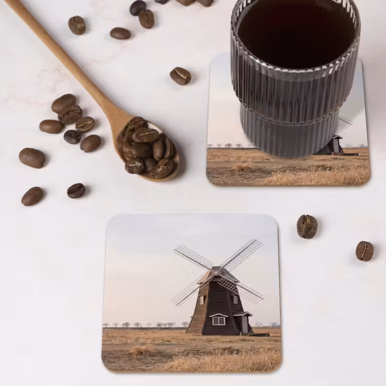 Windmolens - Landschap - Veld onderzetter kurk middel -sfeer2