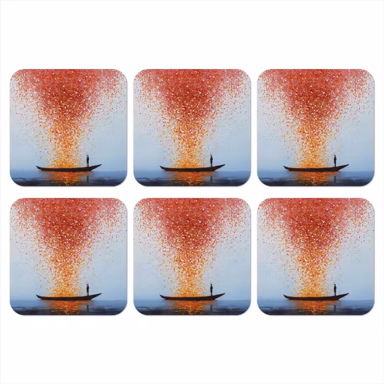 Wolk - Confetti - Boot - Wateroppervlakte onderzetter kurk middel -3d