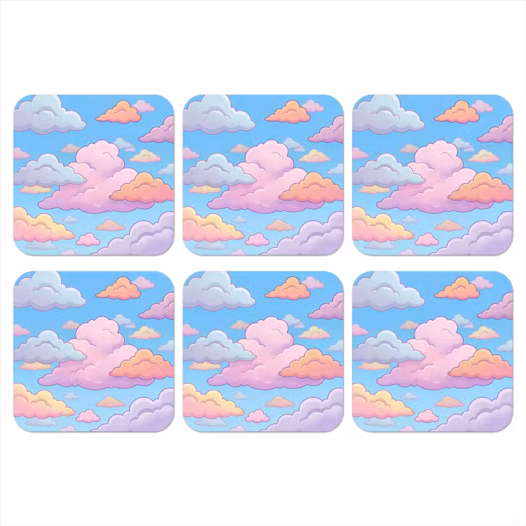 Wolk - Lucht - Natuur - Illustratie - Pastel onderzetter kurk middel -3d