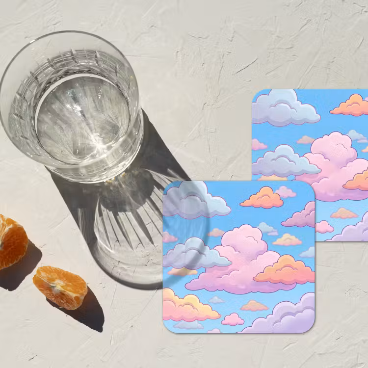 Wolk - Lucht - Natuur - Illustratie - Pastel onderzetter kurk middel -sfeer4