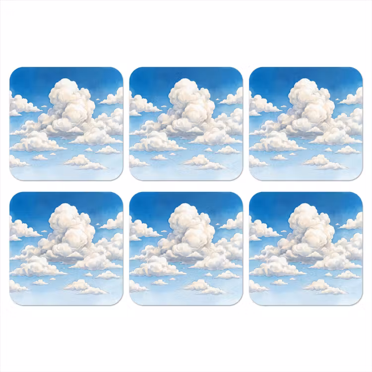 Wolken - Blauwe lucht - Natuur - Modern - Wit onderzetter kurk middel -3d