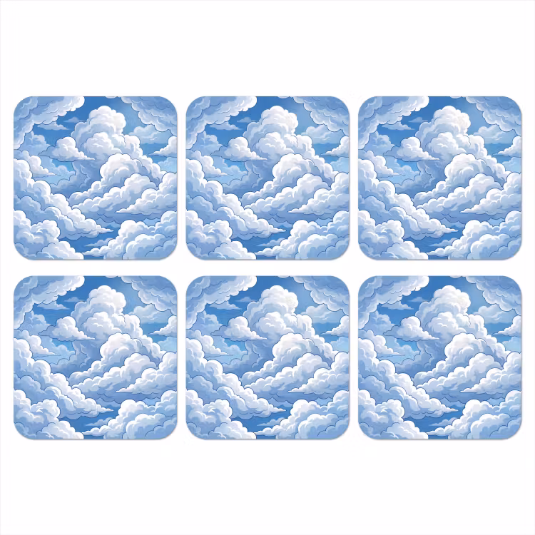 Wolken - Hemel - Abstract - Wit onderzetter kurk middel -3d