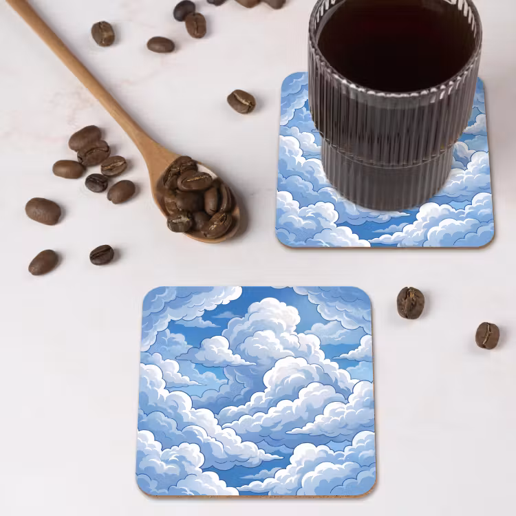 Wolken - Hemel - Abstract - Wit onderzetter kurk middel -sfeer2