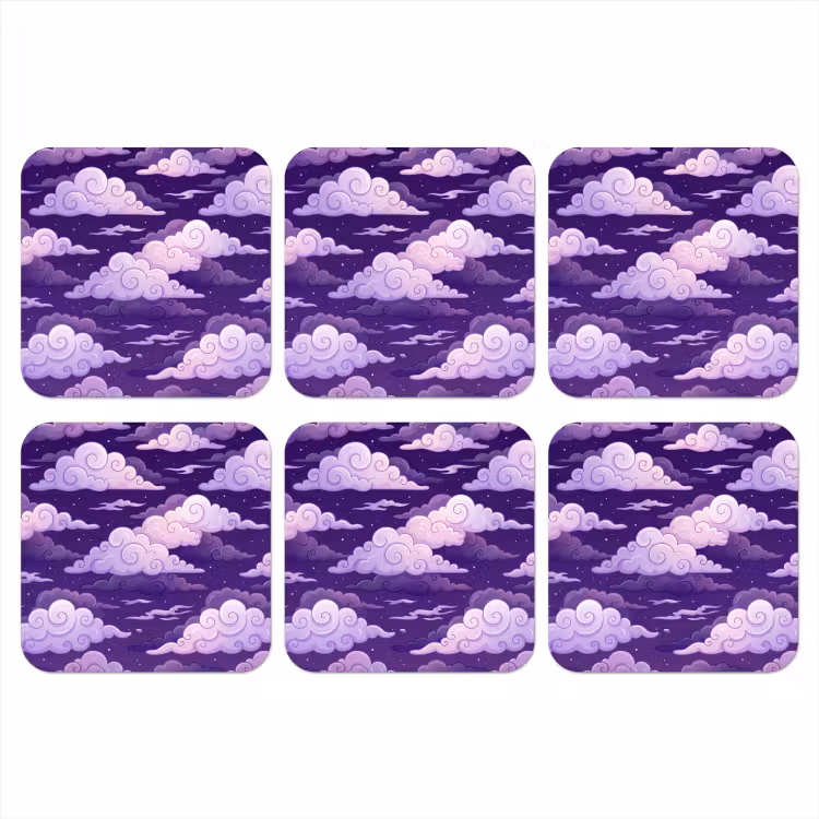 Wolken - Nacht - Natuur - Abstract - Paars onderzetter kurk middel -3d