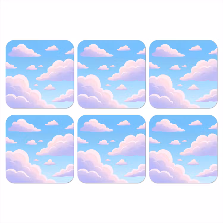 Wolken - Roze - Blauw - Natuur - Modern onderzetter kurk middel -3d