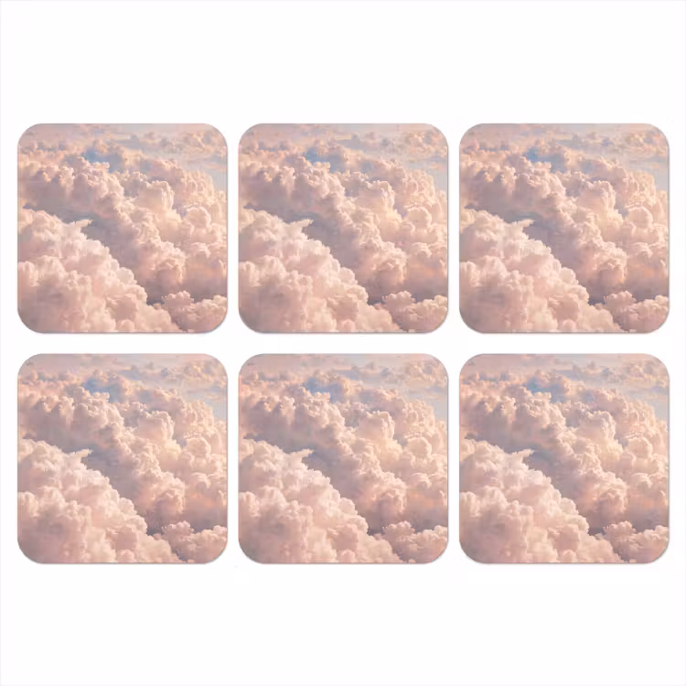 Wolken - Zonsondergang - Natuur - Pastel - Roze onderzetter kurk middel -3d