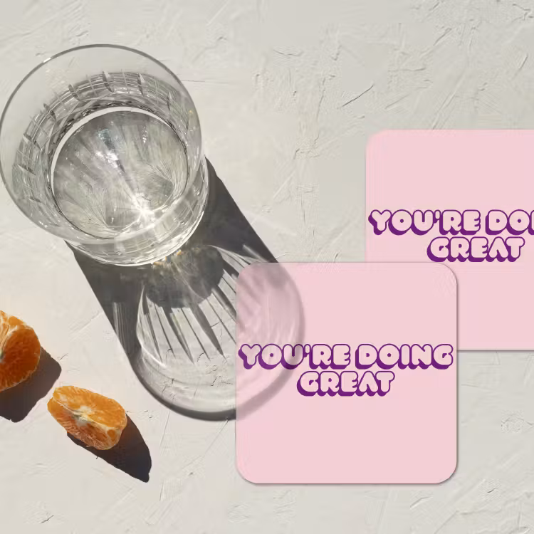 You're doing great - roze - 3D onderzetter kurk middel -sfeer4
