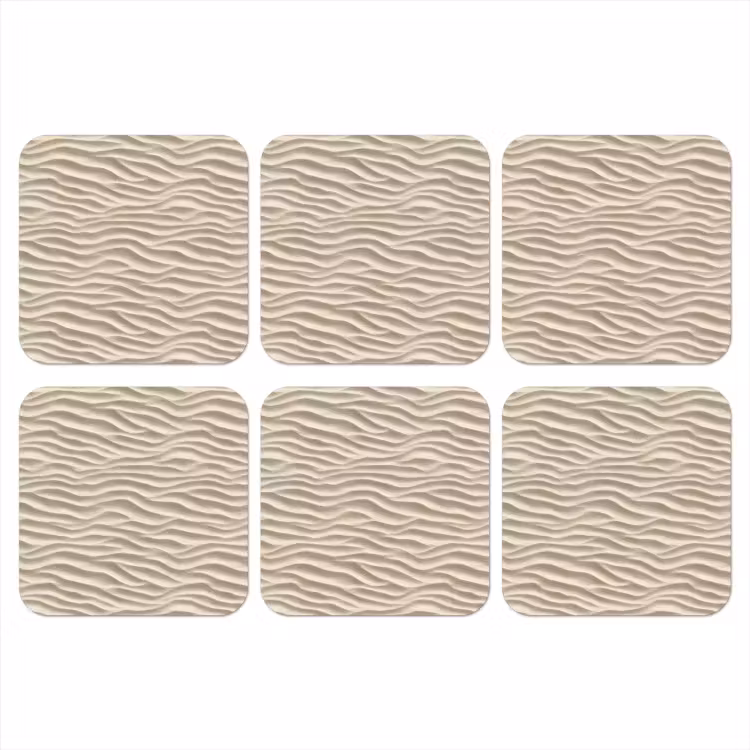 Zand - Golven - Beige onderzetter kurk middel 366 -3d