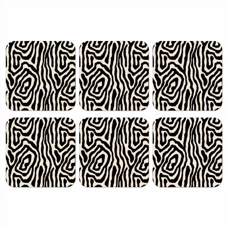 Zebra - Abstract - Zwart onderzetter kurk middel 366 -3d