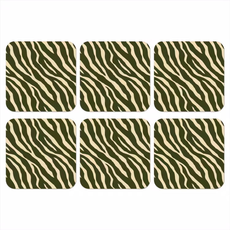 Zebra - Patroon - Groen onderzetter kurk middel 366 -3d