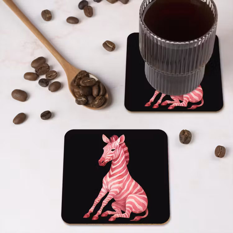 Zebra - Roze - Gestreept onderzetter kurk middel -sfeer2