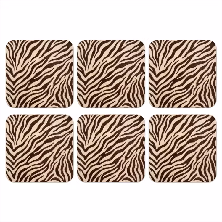 Zebra - Strepen - Bruin onderzetter kurk middel -3d