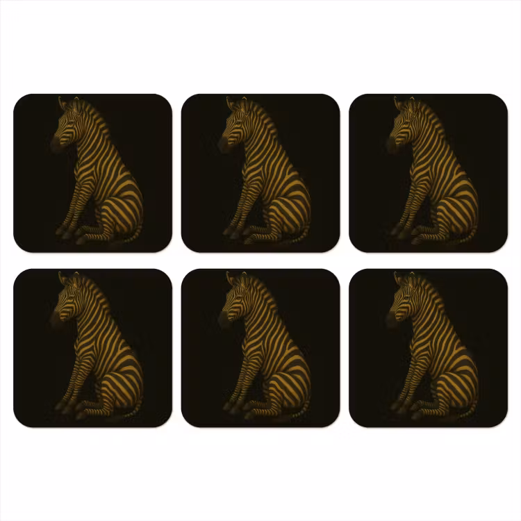 Zebra - Strepen - Goud onderzetter kurk middel -3d