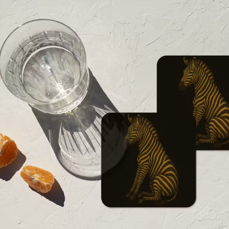 Zebra - Strepen - Goud onderzetter kurk middel -sfeer4
