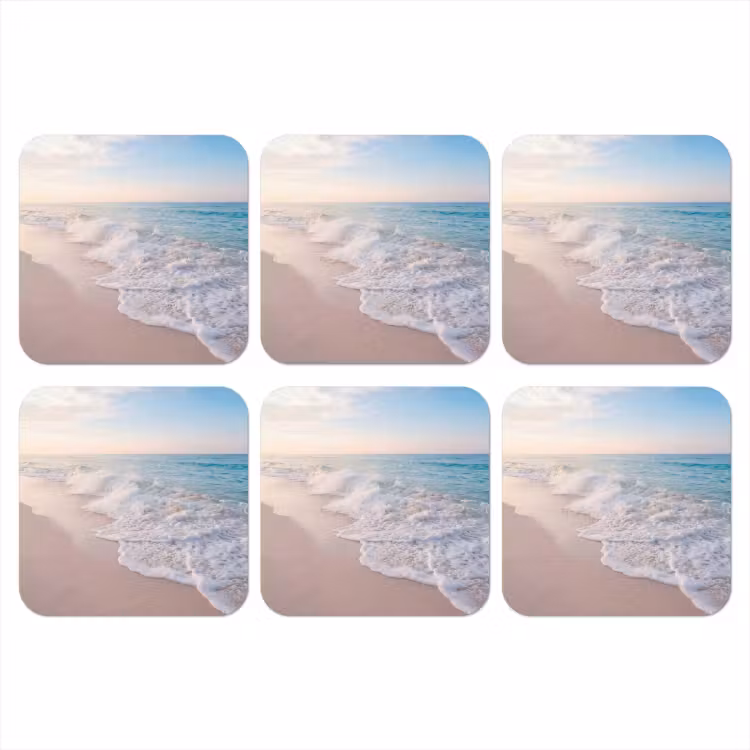 Zee - Golven - Strand - Natuur - Wit onderzetter kurk middel -3d