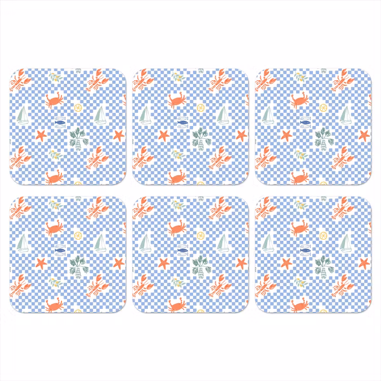 Zee - Sfeer - Zeilboot - Blauw onderzetter kurk middel 366 -3d